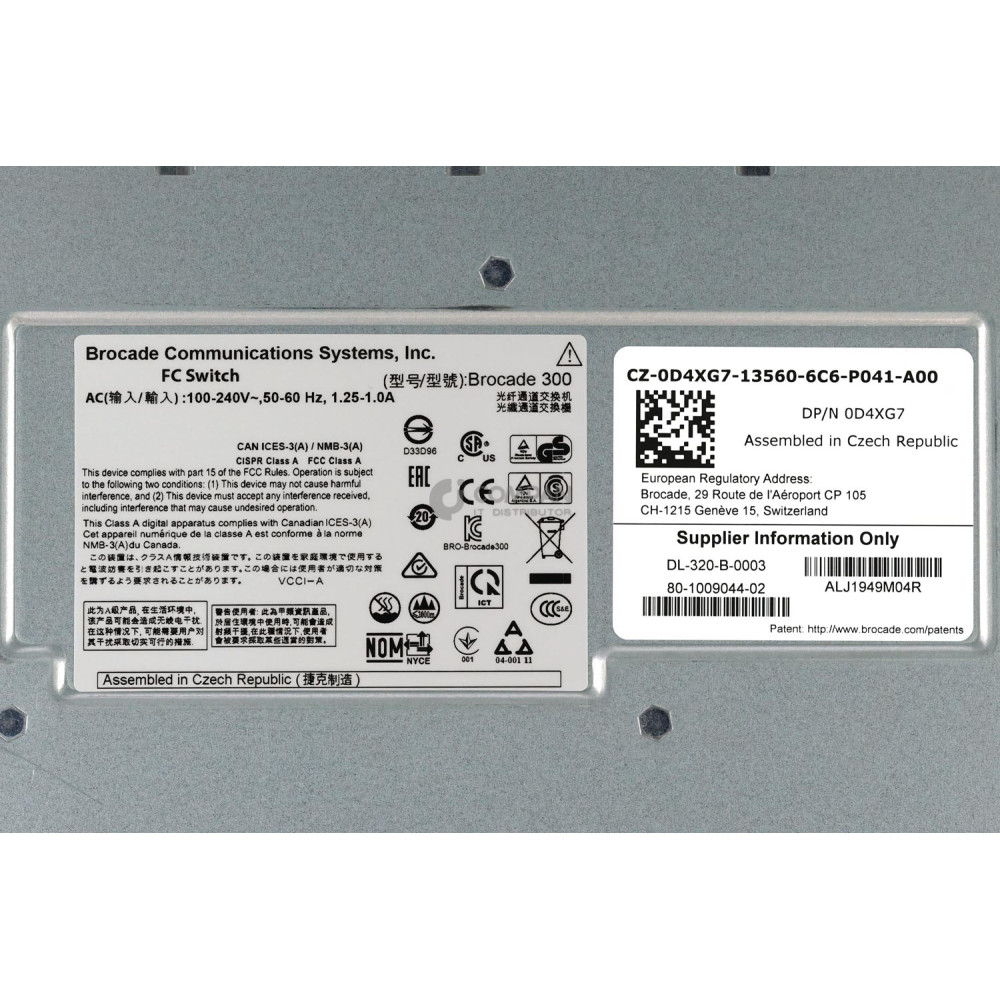 D4XG7 BROCADE 300 24-PORT (8 ACTIVE) 8GB FIBRE CHANNEL SWITCH W/O RACKMOUNT